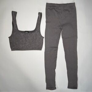 Zara Gray Ribbed Knit Leggings Set